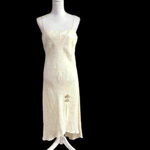 Ronit Zilkha Spaghetti Straps Hi-Low Maxi Slip Lagenlook Linen Dress